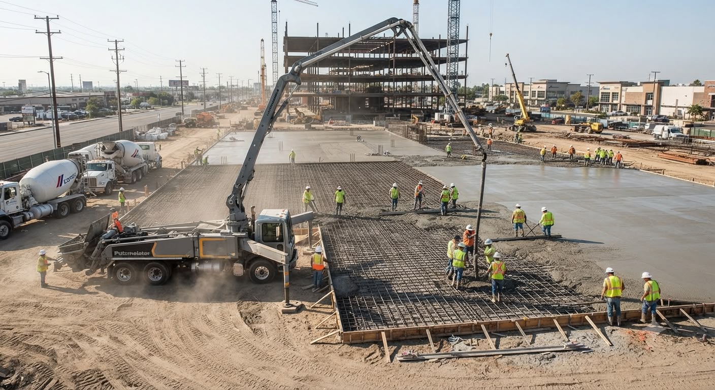 Commercial concrete pour project